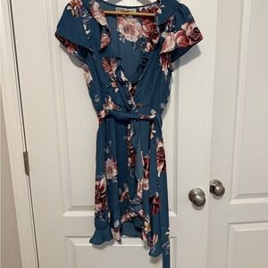 Gypsies & Moondust High Low Dress in Blue and Pink Floral